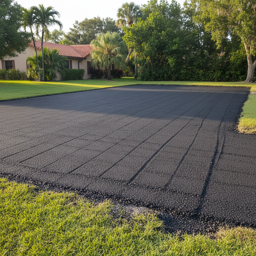 Completed asphalt milling work at a residential property in Boca Raton, FL