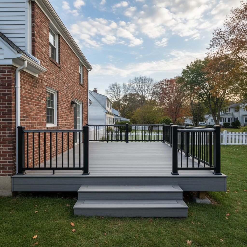 Completed trex decks work at a residential property in Cambridge, MA