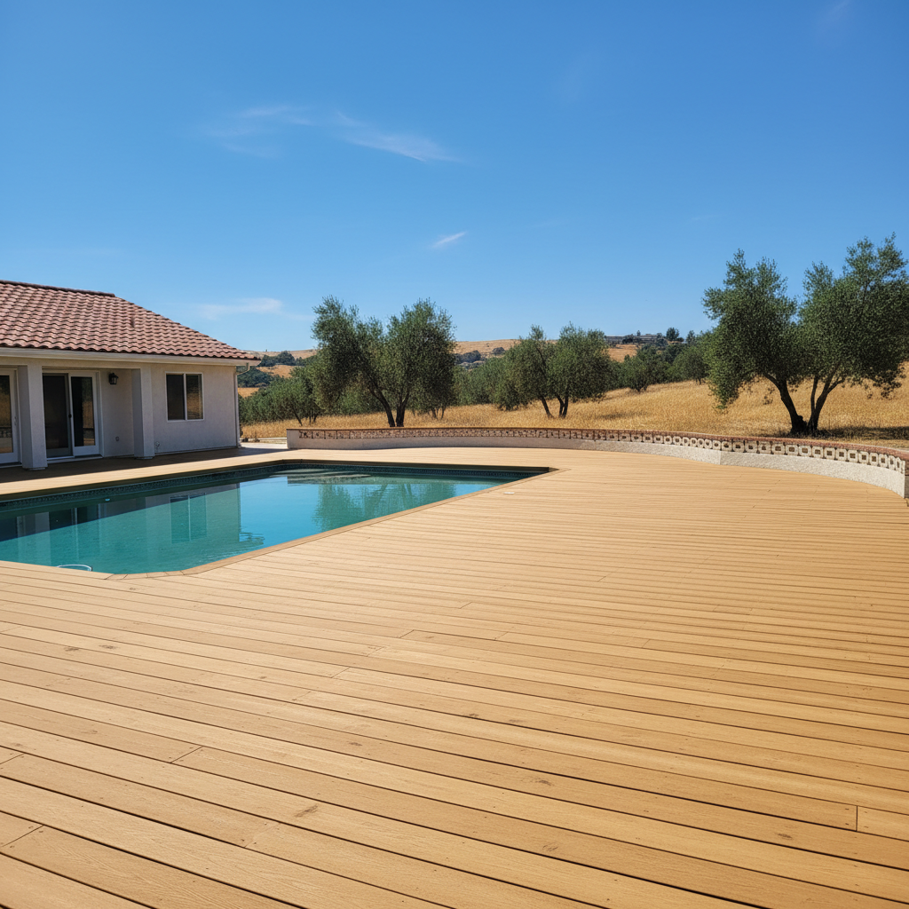Completed pool decks work at a residential property in Perris, CA