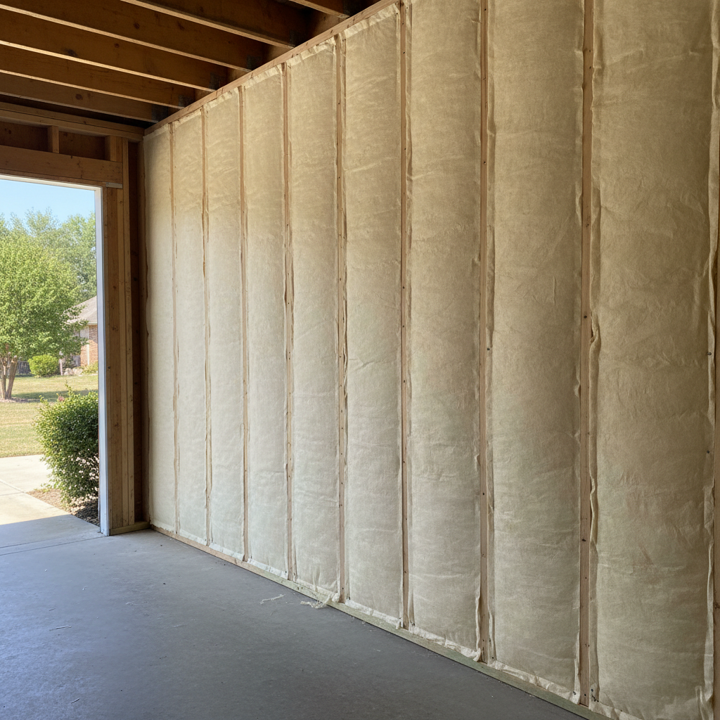 Completed garage insulation work at a residential property in Terrell, TX