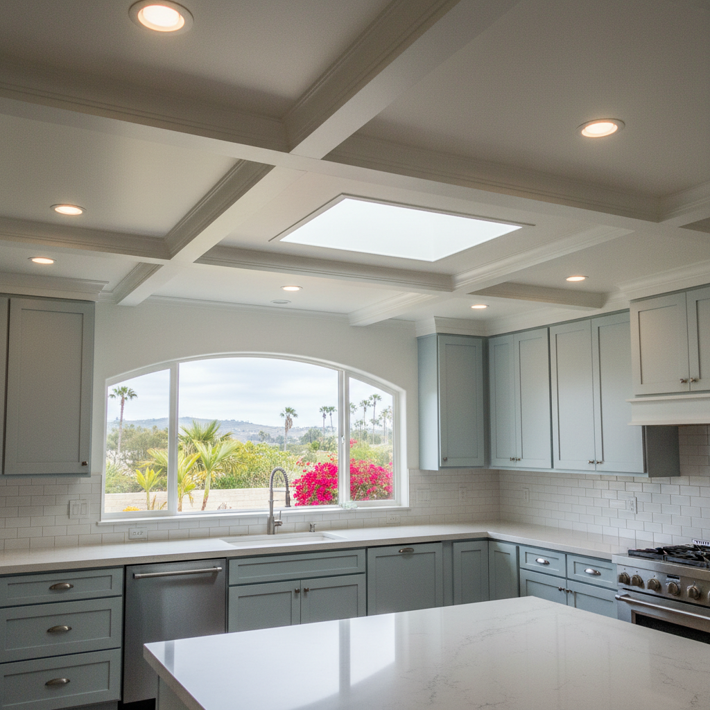 Completed kitchen lighting work at a residential property in Oceanside, CA