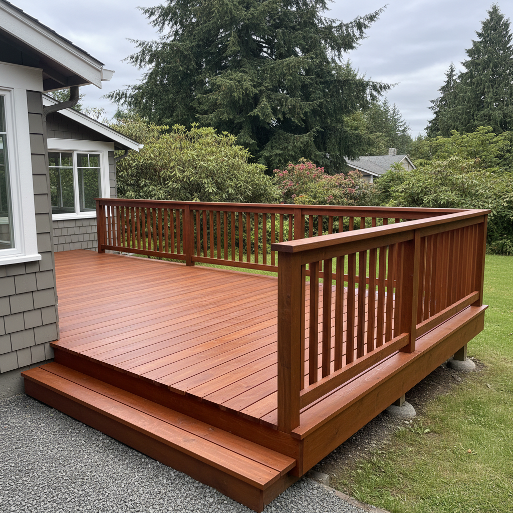 Completed deck staining work at a residential property in Shoreline, WA