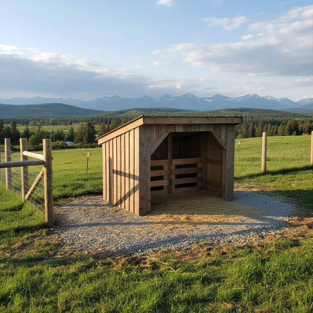 Completed livestock shelters work at a residential property in Kalispell, MT
