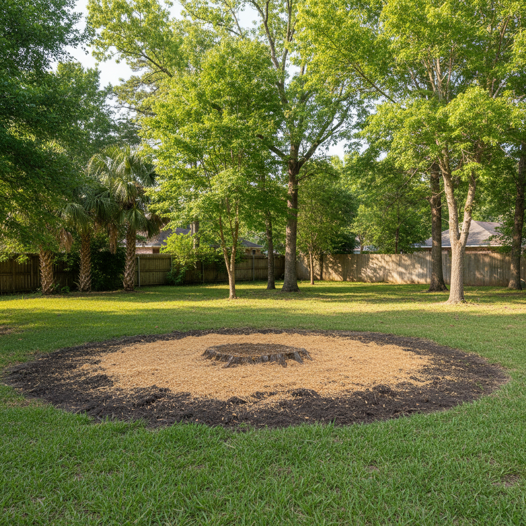 Completed stump grinding & removal work at a residential property in Porter, TX