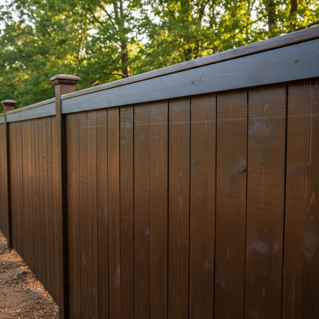 Completed fence staining and painting work at a residential property in Rockford, TN