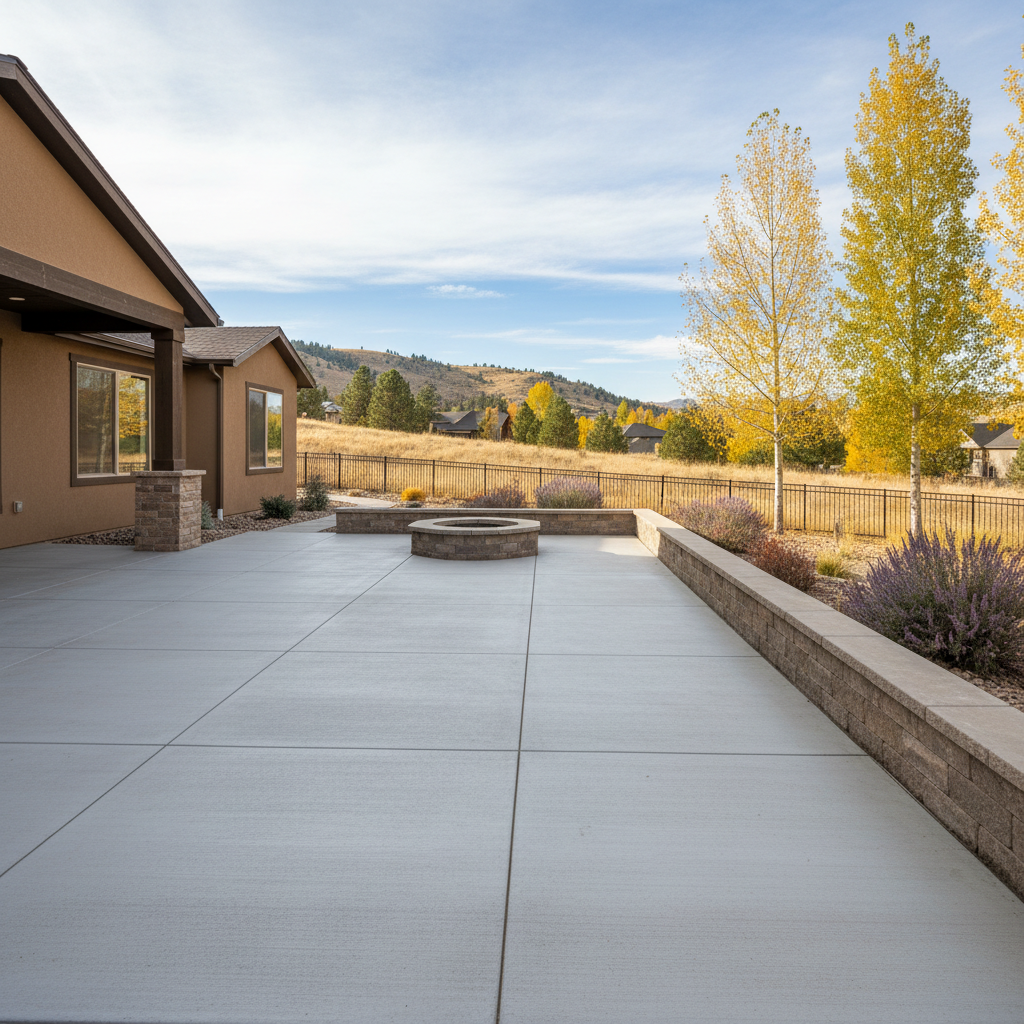 Completed concrete patios work at a residential property in Ogden, UT