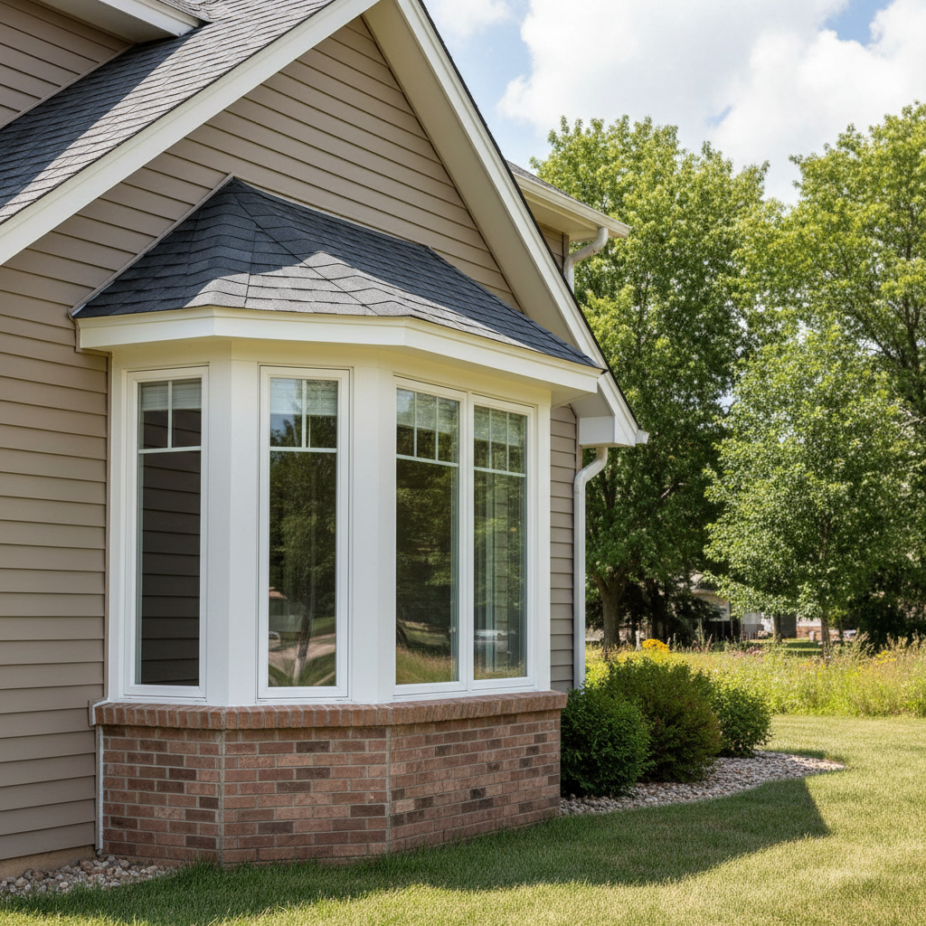Completed bay window installation work at a residential property in Great Bend, KS