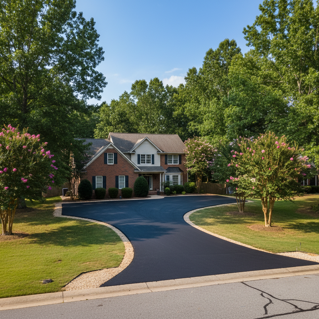 Completed asphalt paving work at a residential property in Montgomery, AL