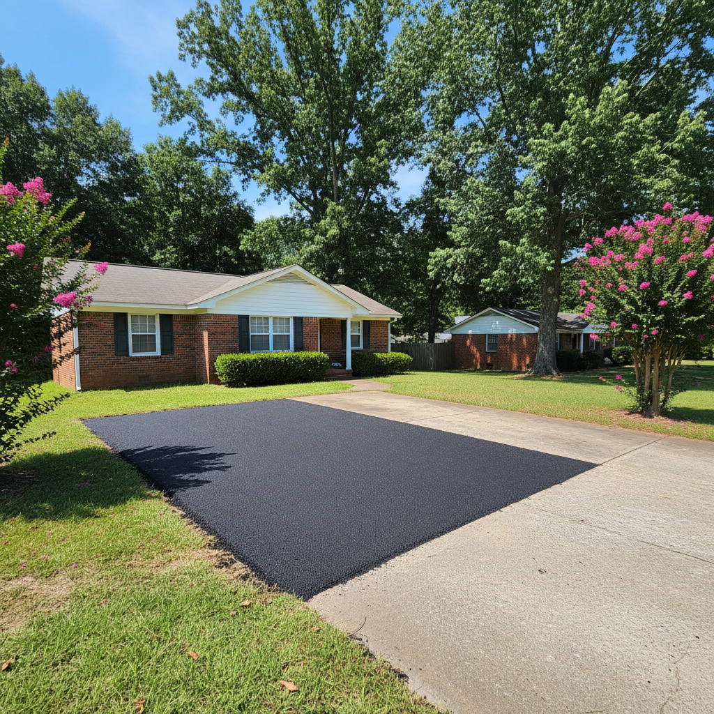 Completed asphalt patching work at a residential property in Tuscaloosa, AL