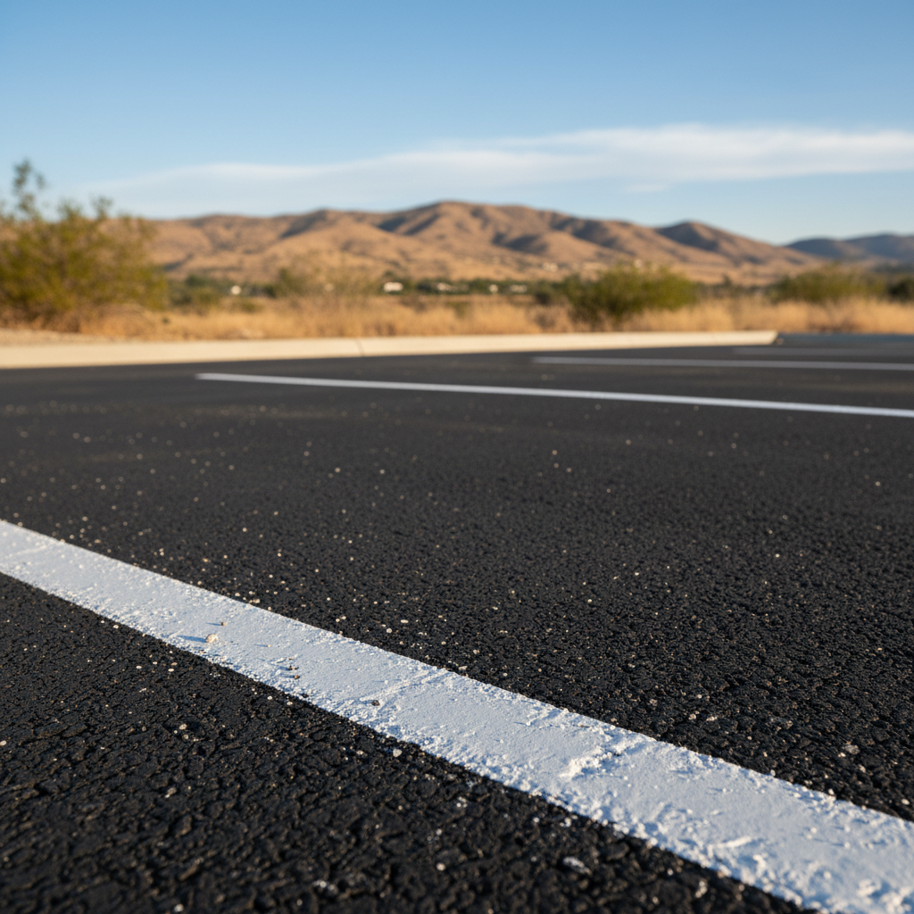 Completed asphalt striping work at a residential property in Banning, CA