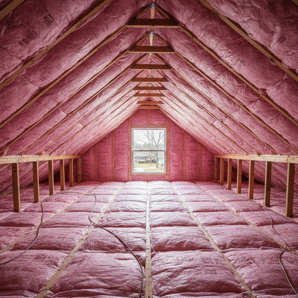 Completed batt insulation installation work at a residential property in Des Plaines, IL