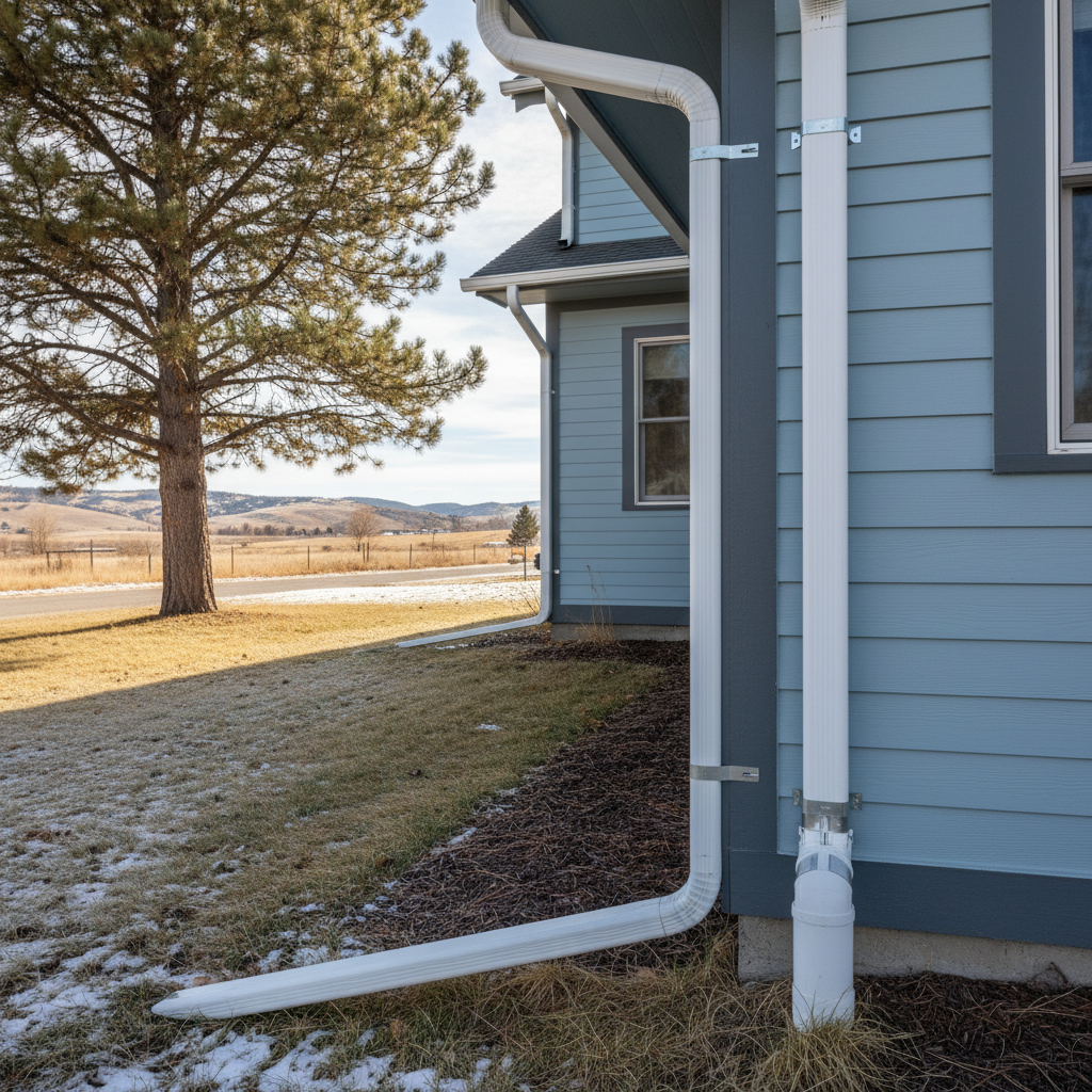 Completed downspout repair work at a residential property in Great Falls, MT