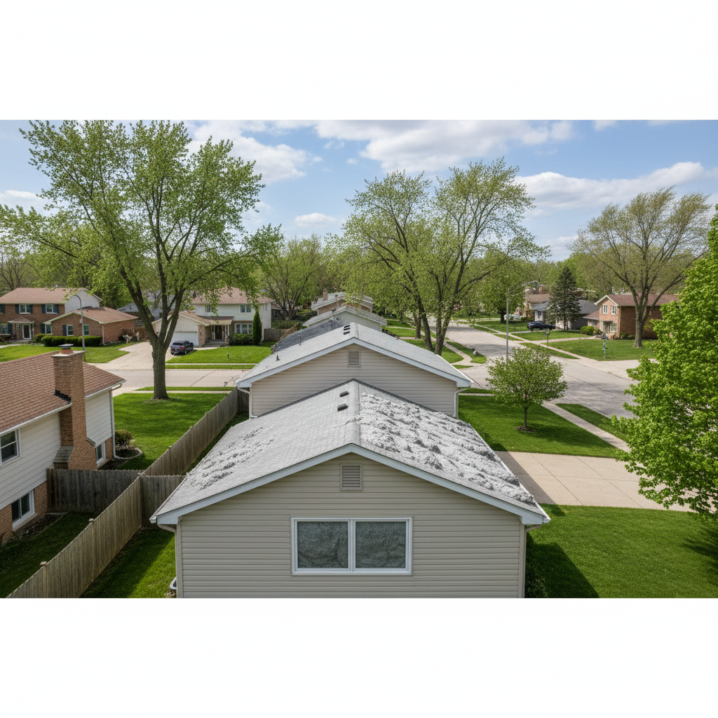 Completed attic insulation work at a residential property in Arlington Heights, IL