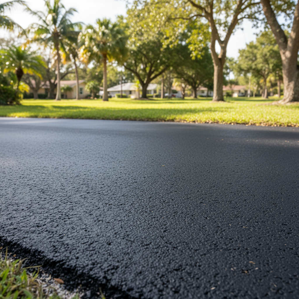 Completed driveway paving work at a residential property in Sunrise, FL