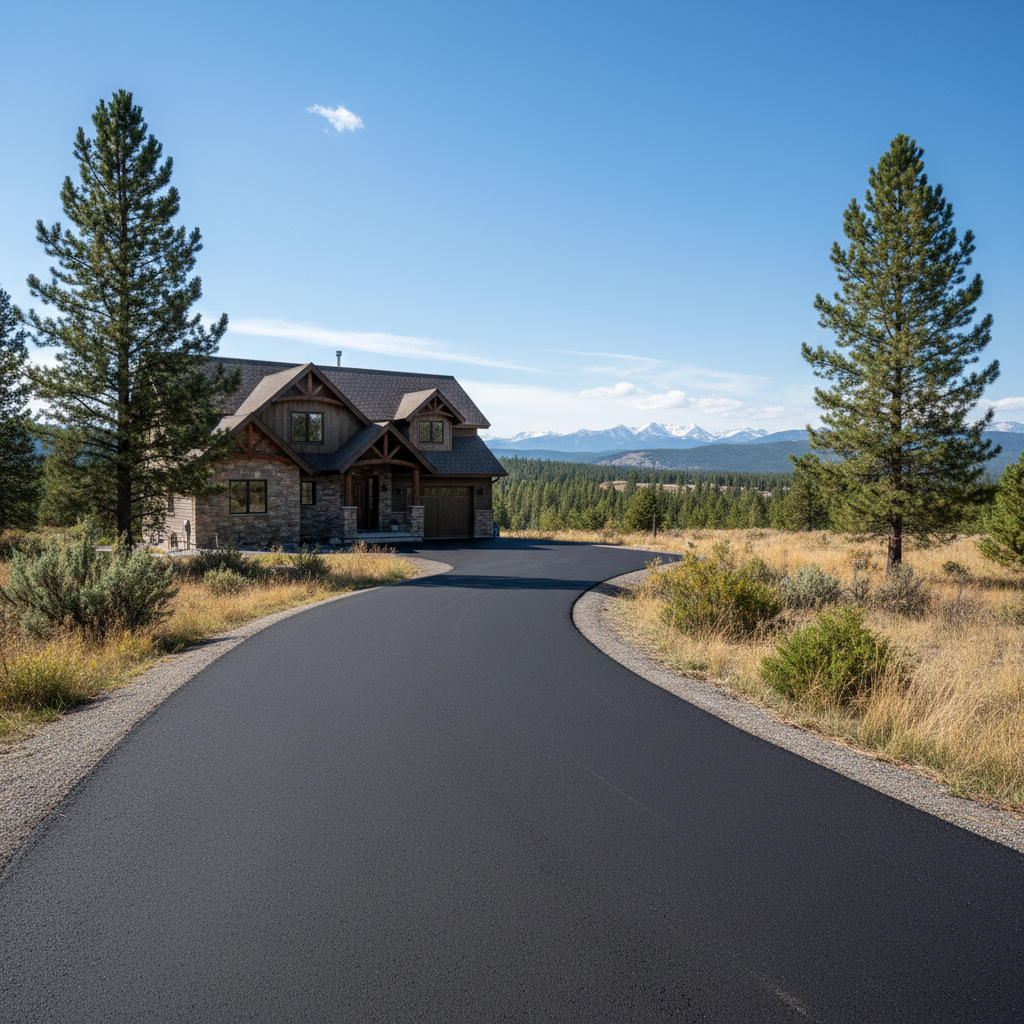 Completed slurry coating work at a residential property in Bigfork, MT