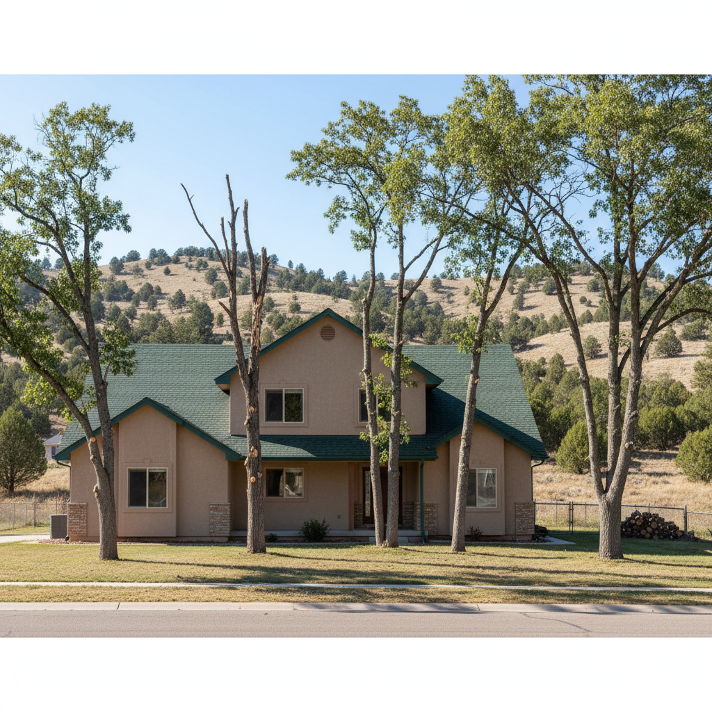Completed tree trimming work at a residential property in Hot Springs, SD