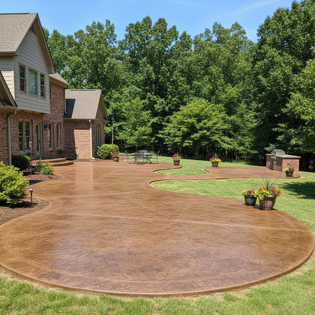 Completed concrete staining work at a residential property in Athens, AL