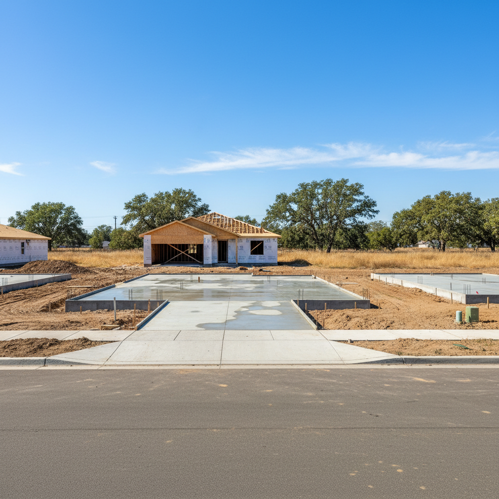 Completed concrete foundations work at a residential property in Manteca, CA