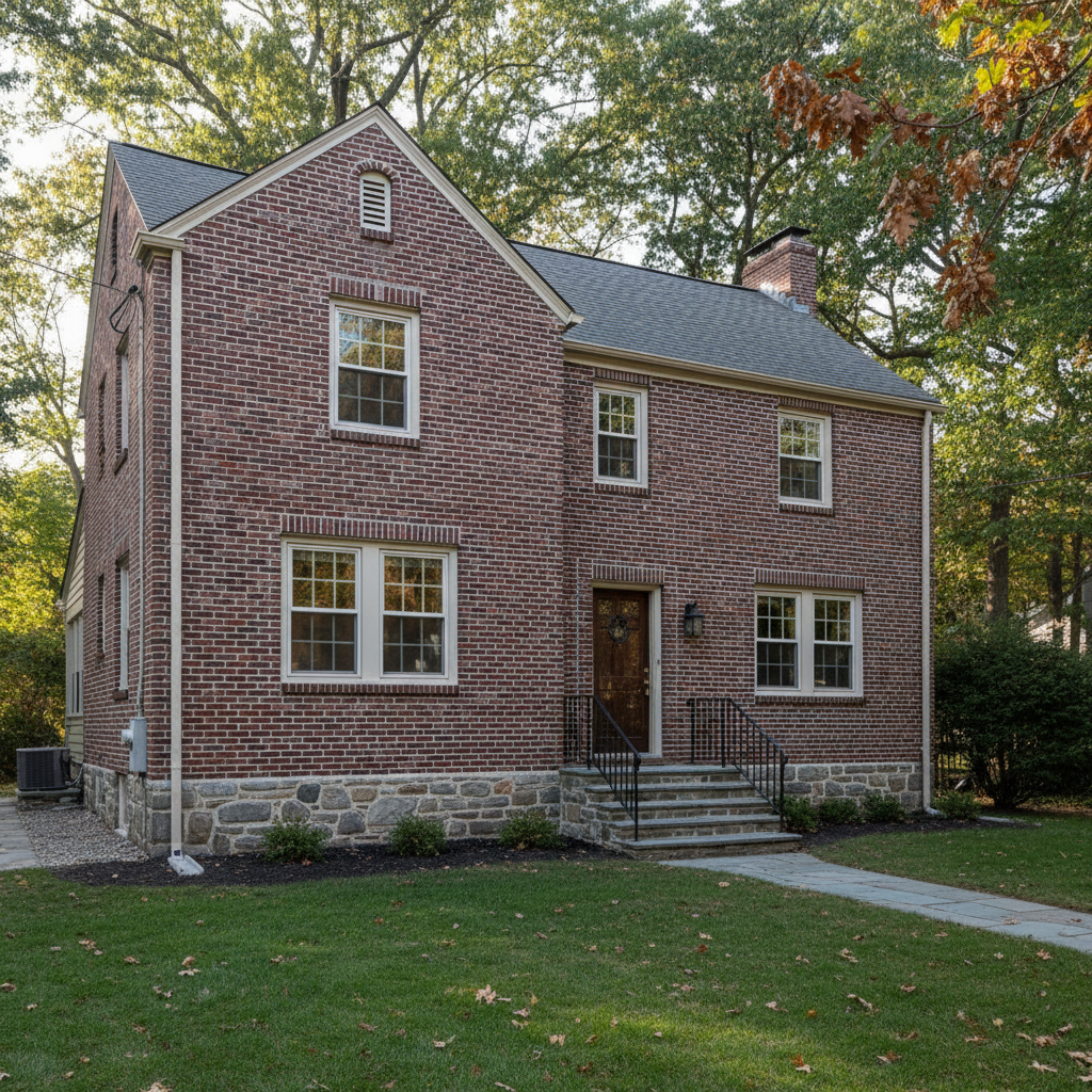 Completed tuckpointing work at a residential property in Brookline, MA