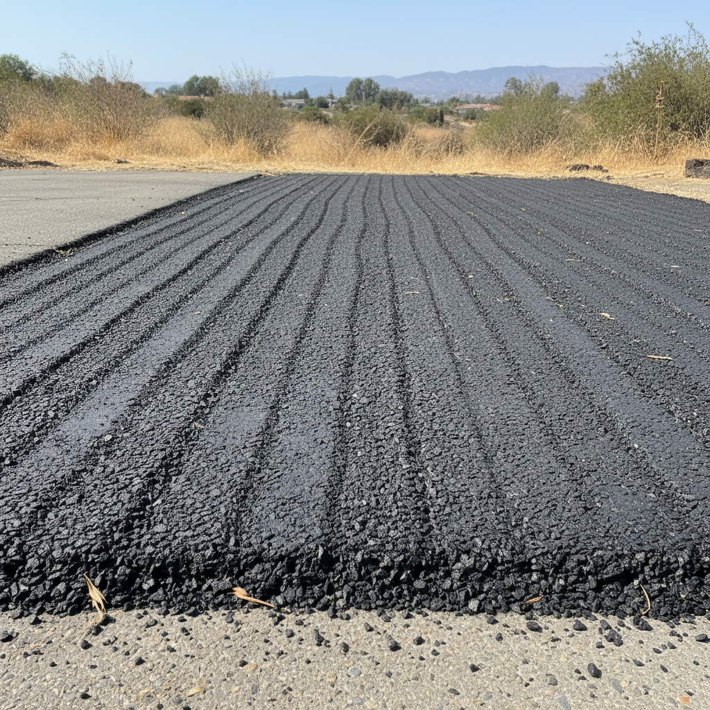 Completed asphalt milling work at a residential property in Lake Elsinore, CA