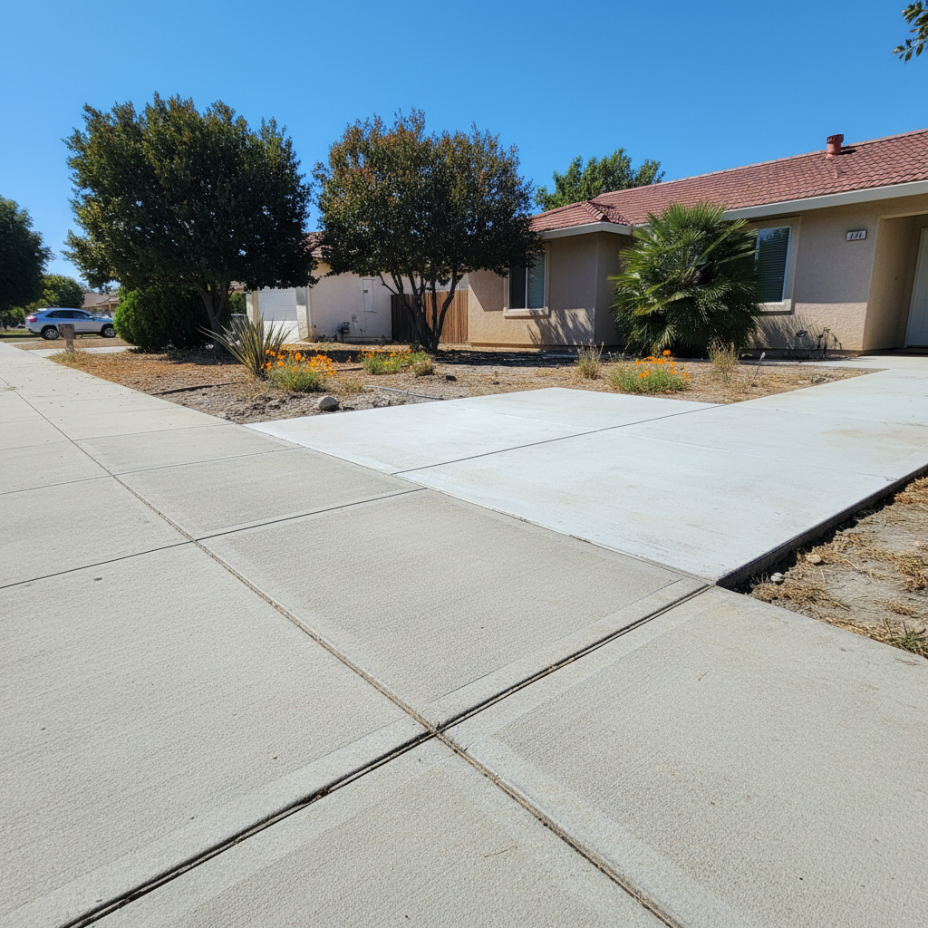Completed concrete repair work at a residential property in Tracy, CA