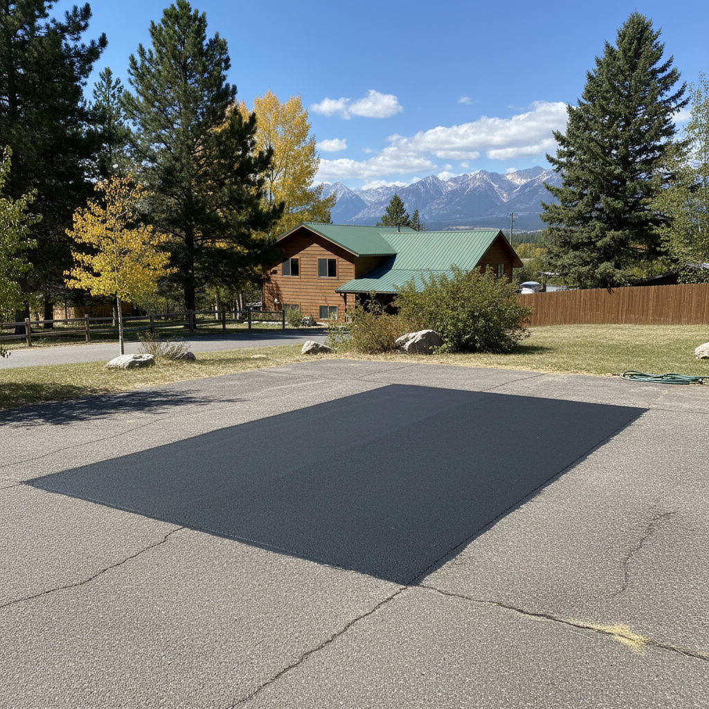 Completed asphalt patching work at a residential property in Kalispell, MT