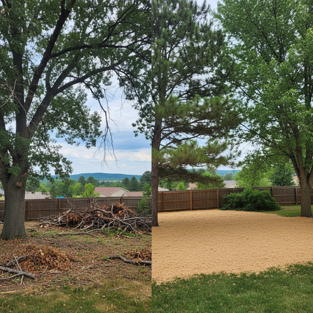 Completed tree trimming work at a residential property in Sturgis, SD