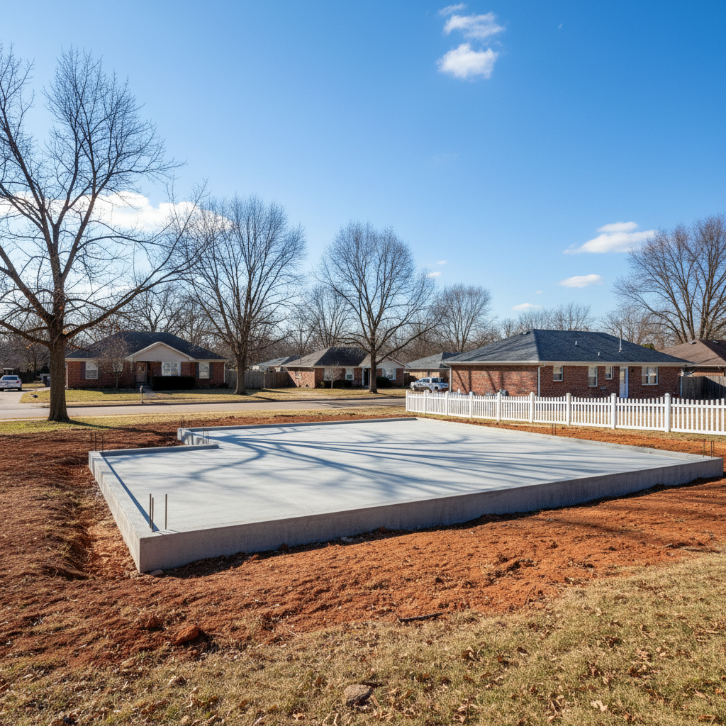 Completed concrete foundations work at a residential property in Kansas City, MO