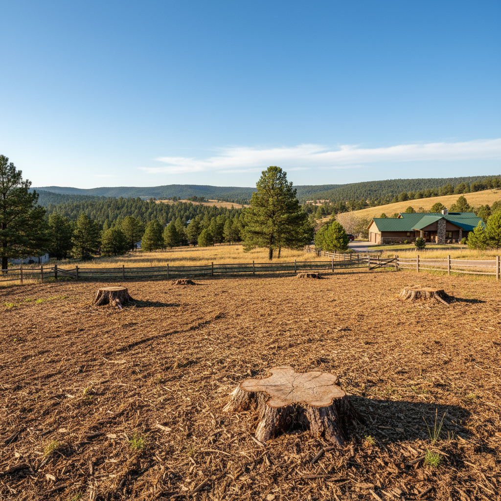 Completed land clearing work at a residential property in Hot Springs, SD