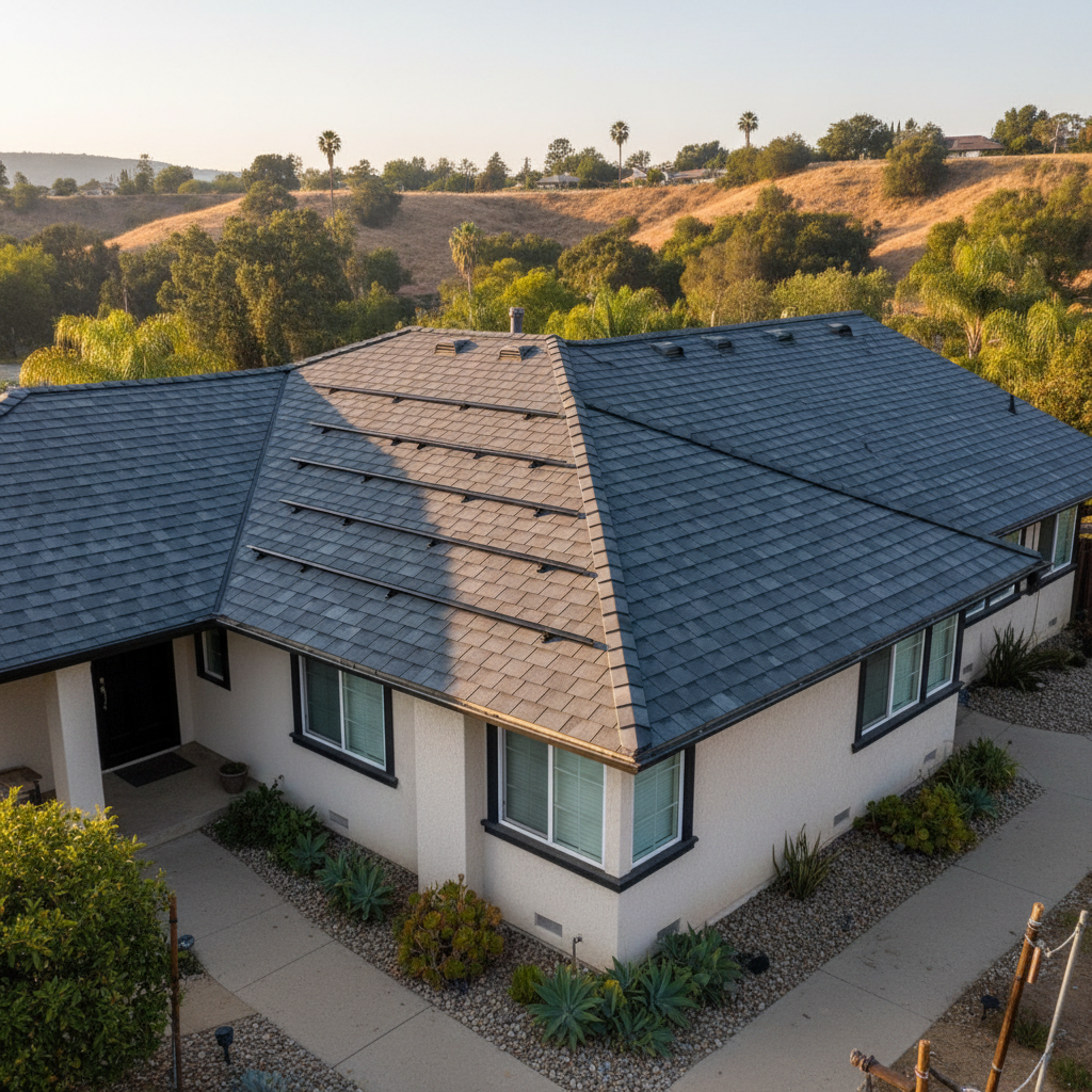 Completed roof installation work at a residential property in Monterey Park, CA
