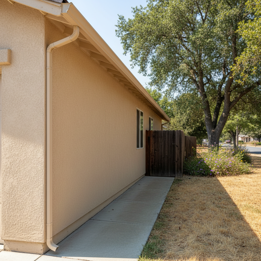 Completed residential stucco work at a residential property in Elk Grove, CA
