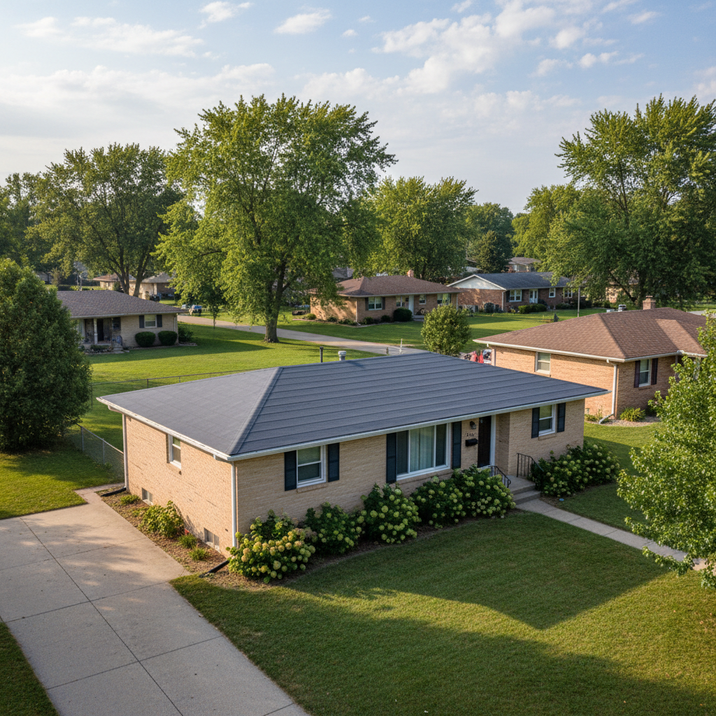 Completed flat roofing work at a residential property in Bellevue, NE