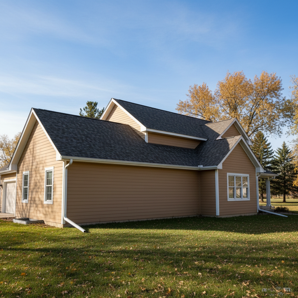 Completed roof installation work at a residential property in Columbus, NE