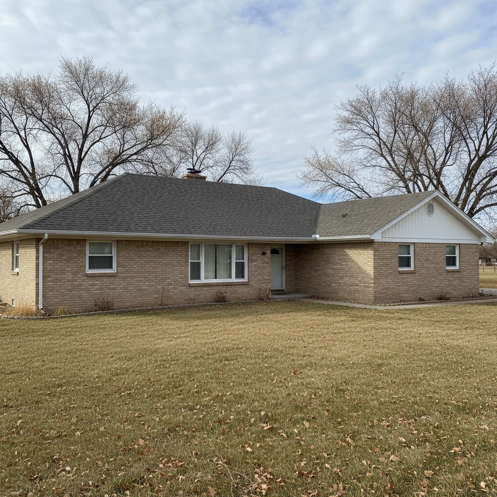 Completed roof replacement work at a residential property in North Platte, NE