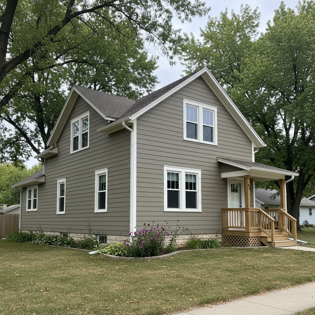 Completed cement siding work at a residential property in Grand Island, NE