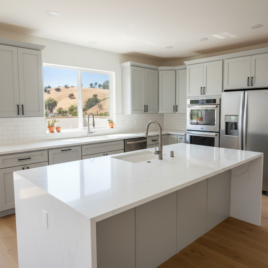 Completed countertop installation work at a residential property in West Covina, CA