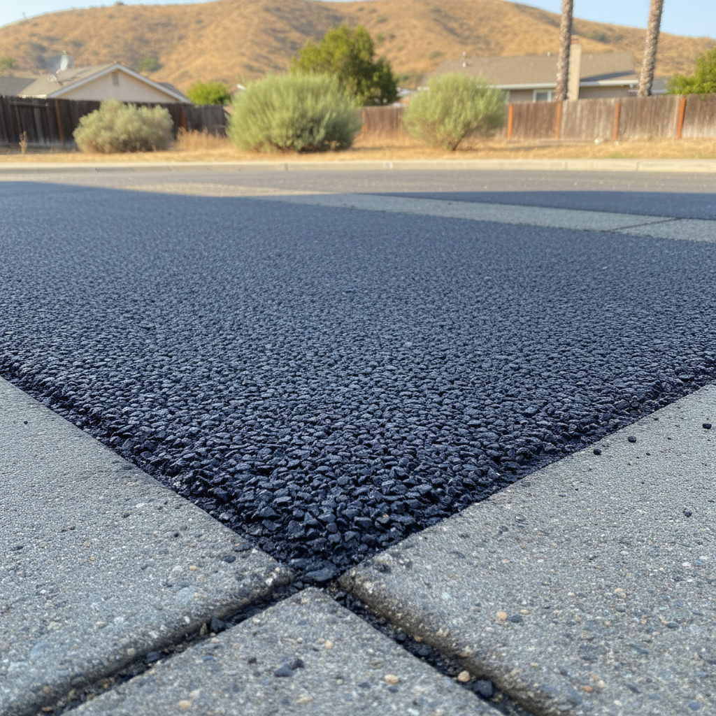 Completed asphalt repair work at a residential property in San Leandro, CA