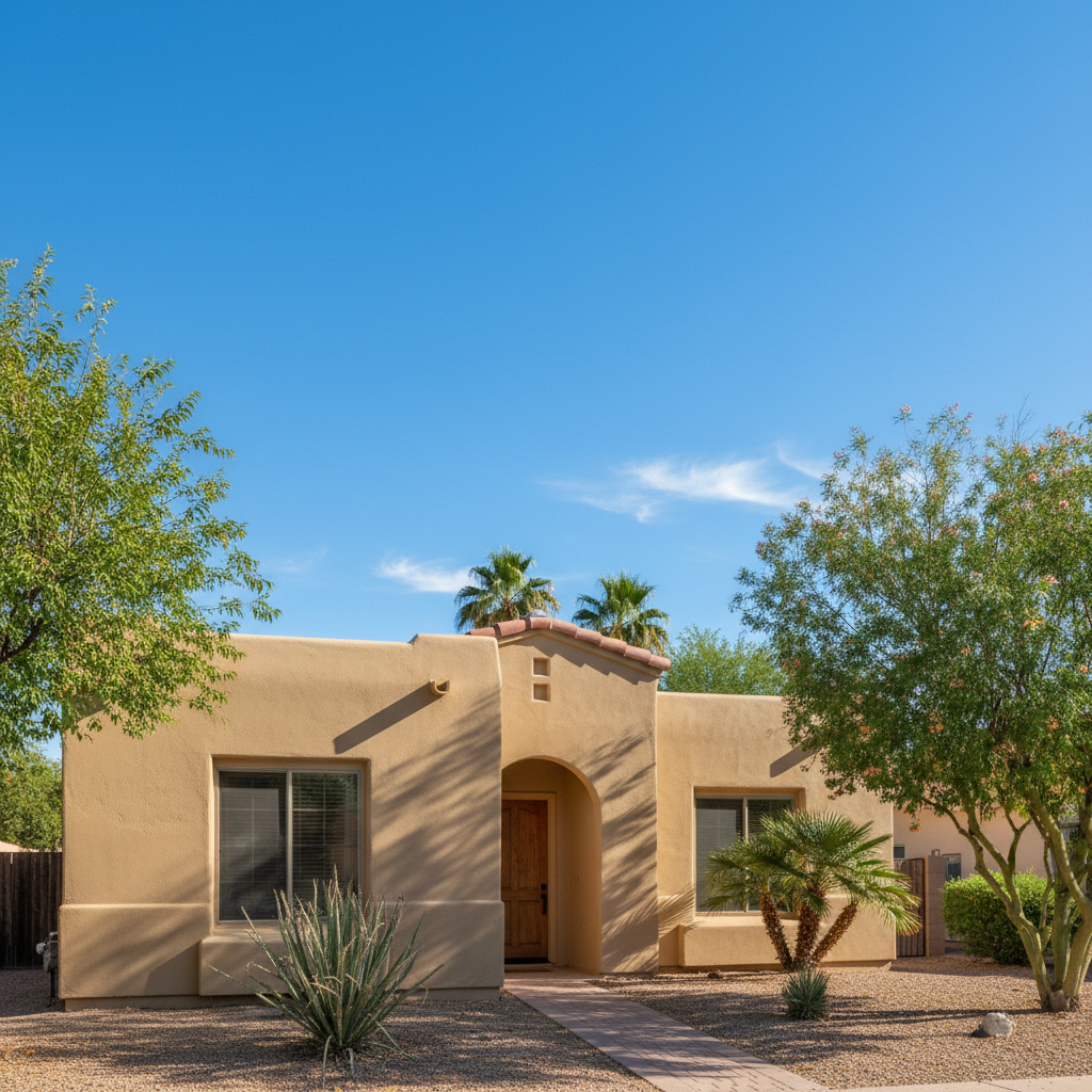 Completed stucco painting work at a residential property in Chandler, AZ