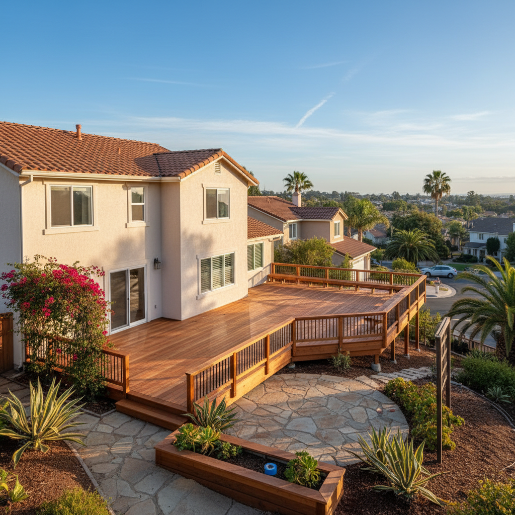 Completed deck repair work at a residential property in Carlsbad, CA