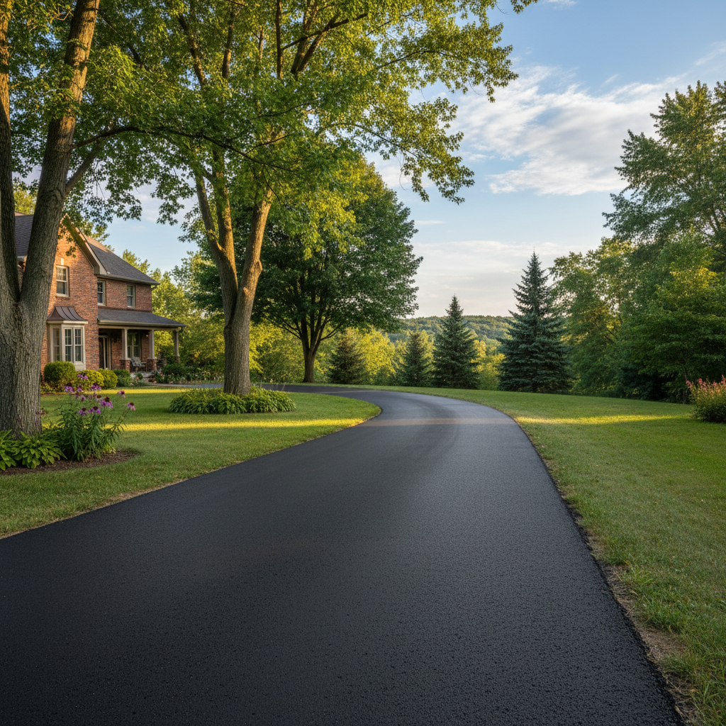 Completed asphalt paving work at a residential property in Madison, WI