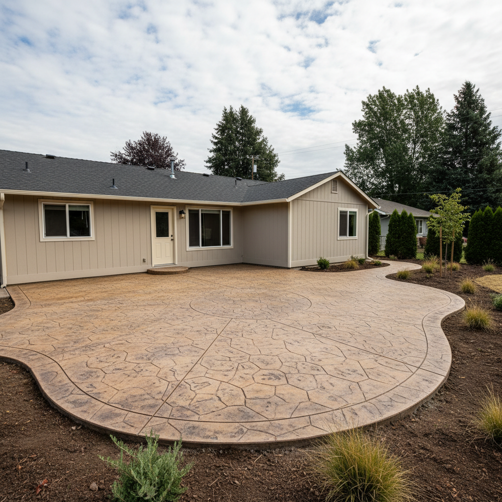 Completed stamped concrete work at a residential property in Richland, WA