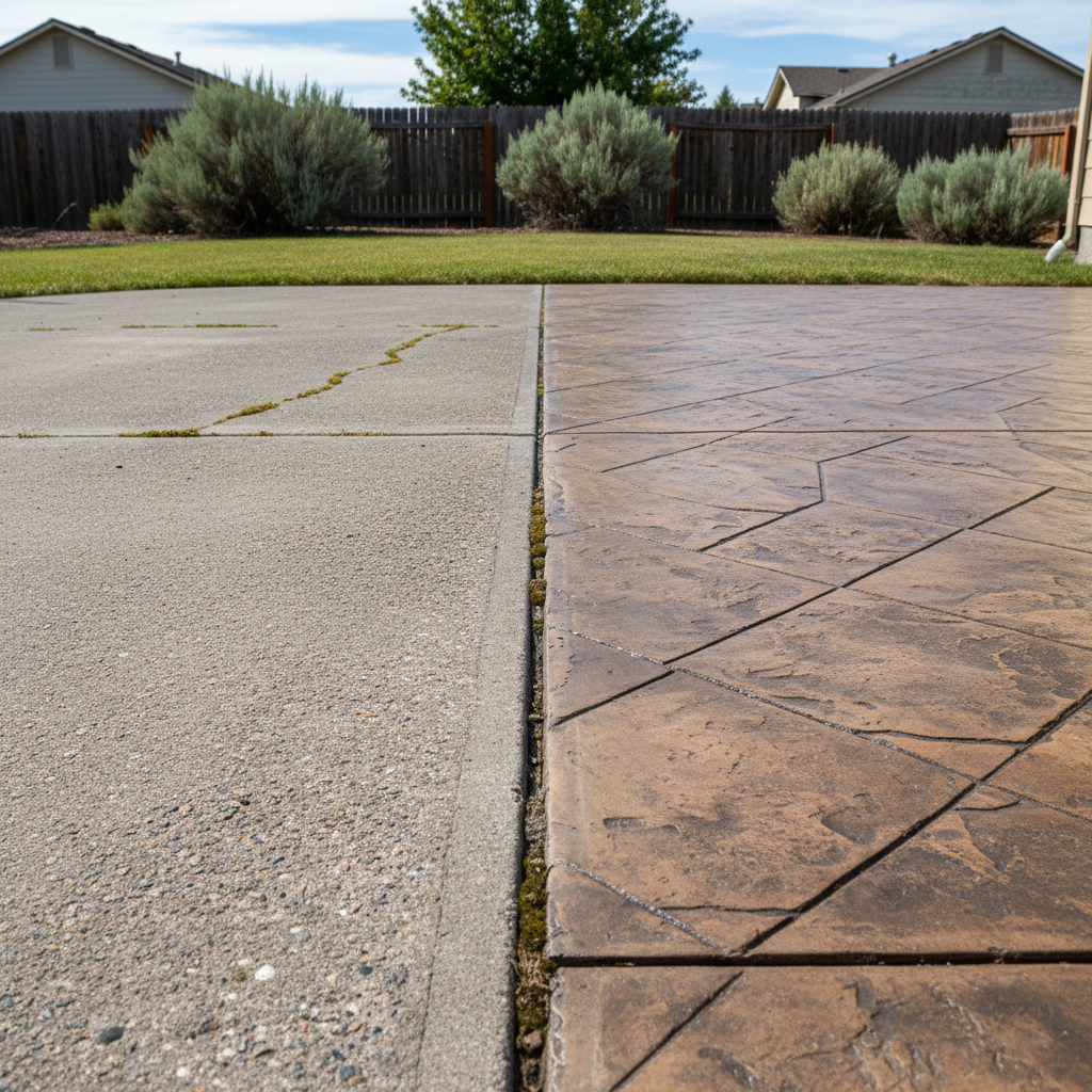 Completed decorative concrete work at a residential property in Moses Lake, WA