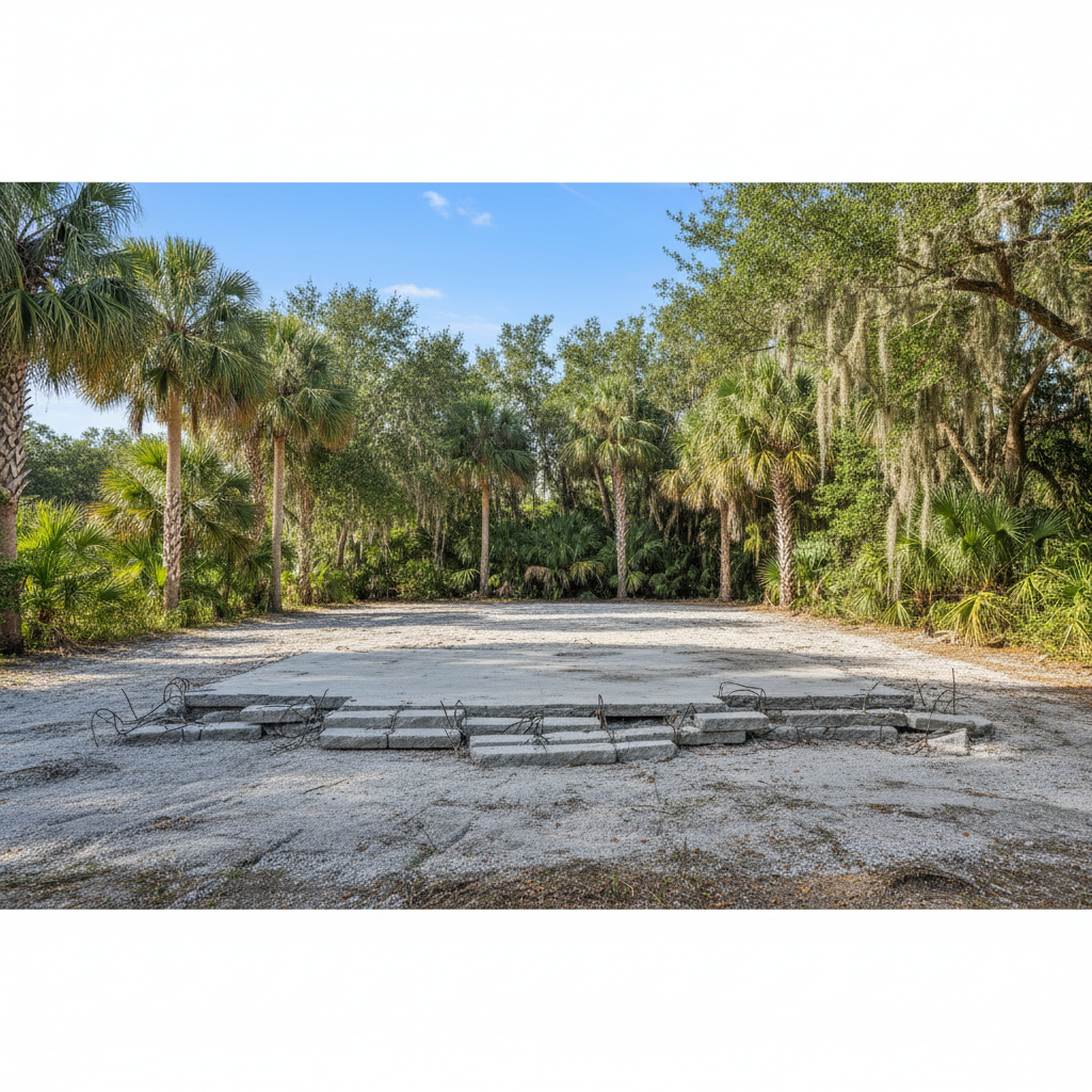 Completed structural demolition work at a residential property in Pensacola, FL