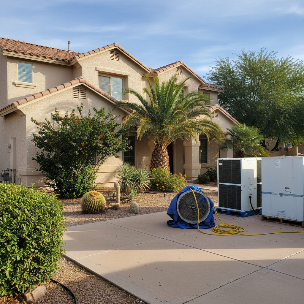 Completed structural drying work at a residential property in Fountain Hills, AZ