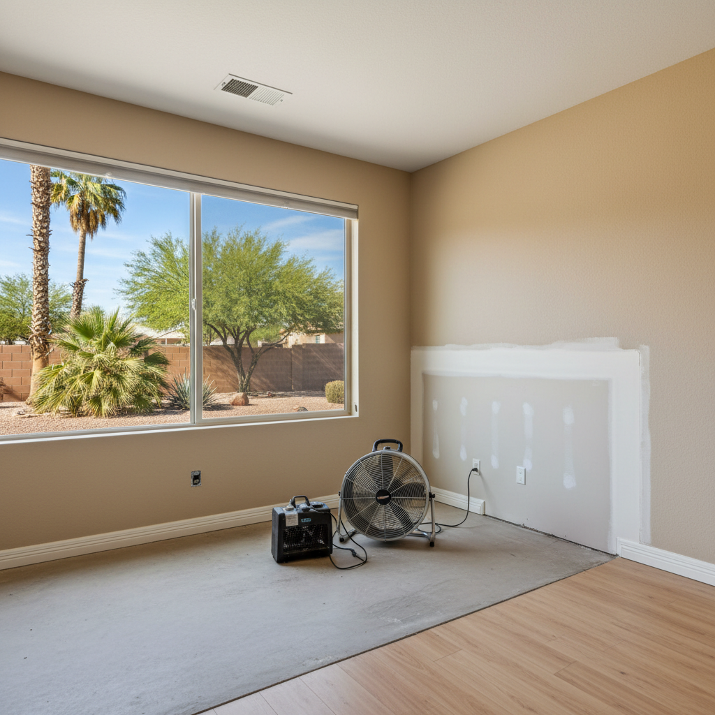 Completed burst pipe repair and cleanup work at a residential property in Laveen, AZ