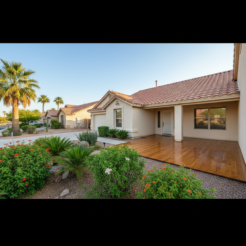 Completed hardwood floor water damage restoration work at a residential property in Mesa, AZ