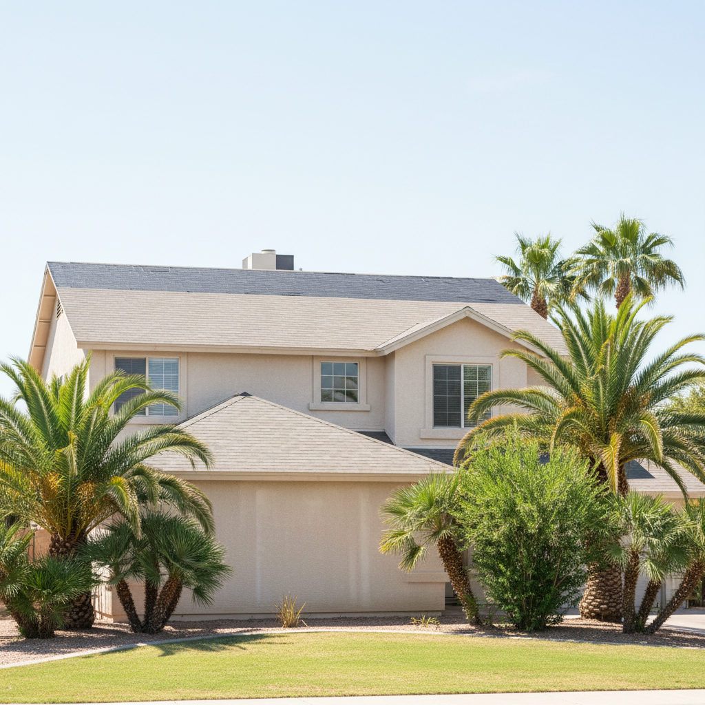 Completed roof leak water damage repair work at a residential property in Peoria, AZ