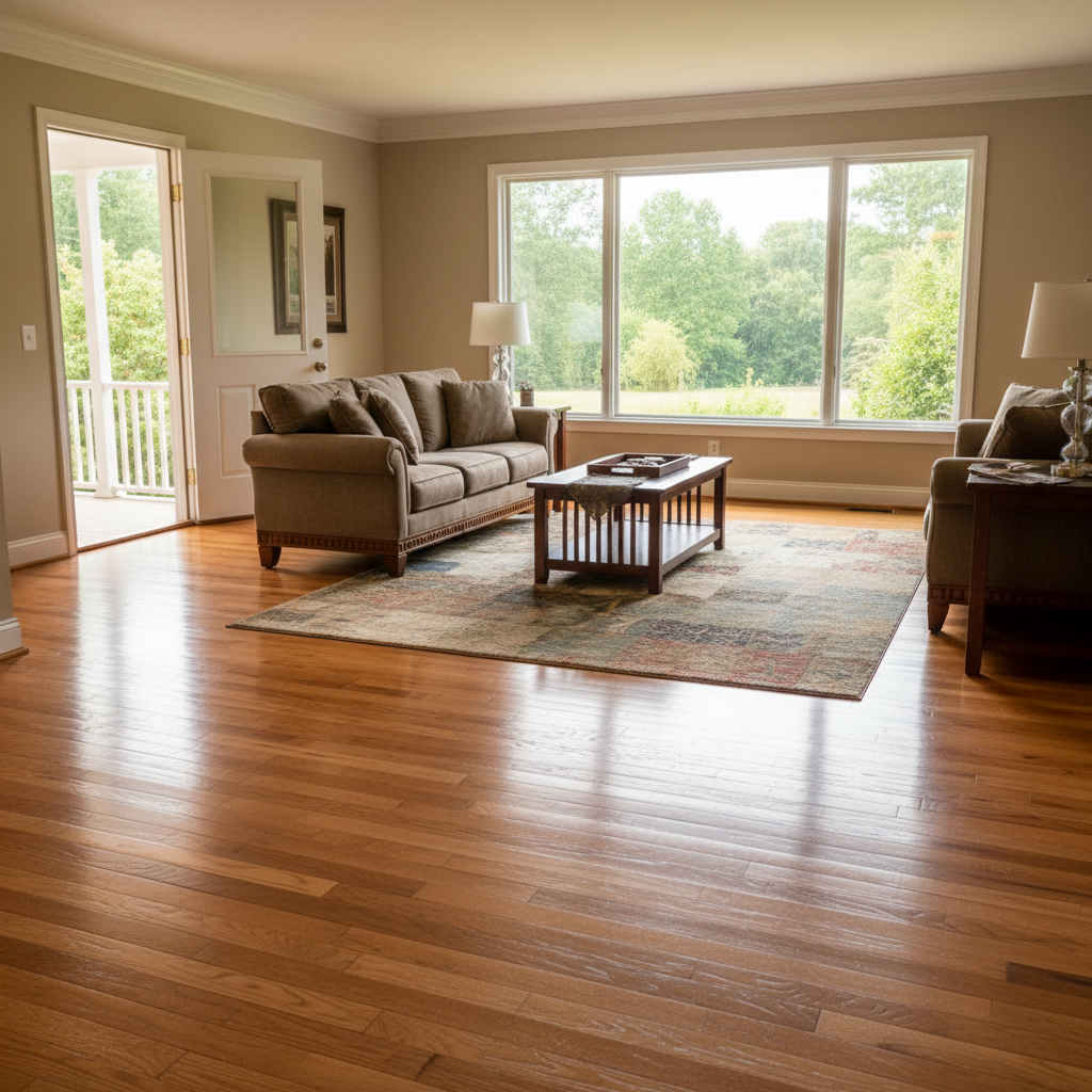 Completed hardwood floor water damage restoration work at a residential property in Duluth, GA