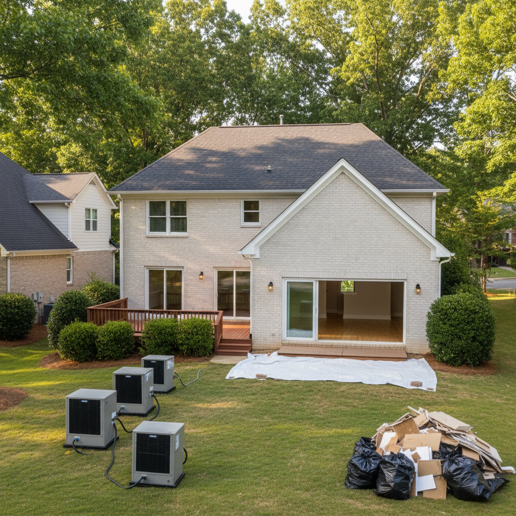 Completed dehumidification services work at a residential property in Kennesaw, GA