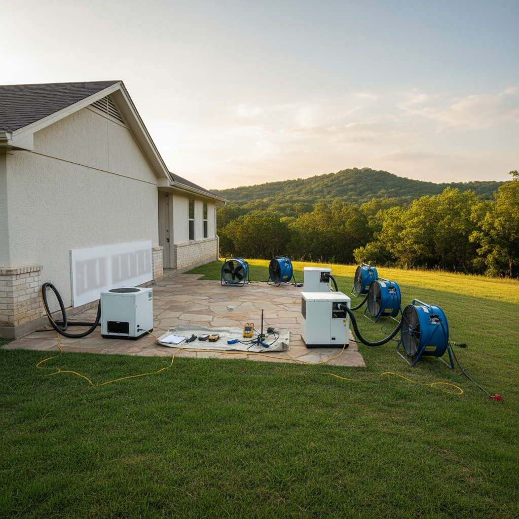 Completed structural drying work at a residential property in Boerne, TX